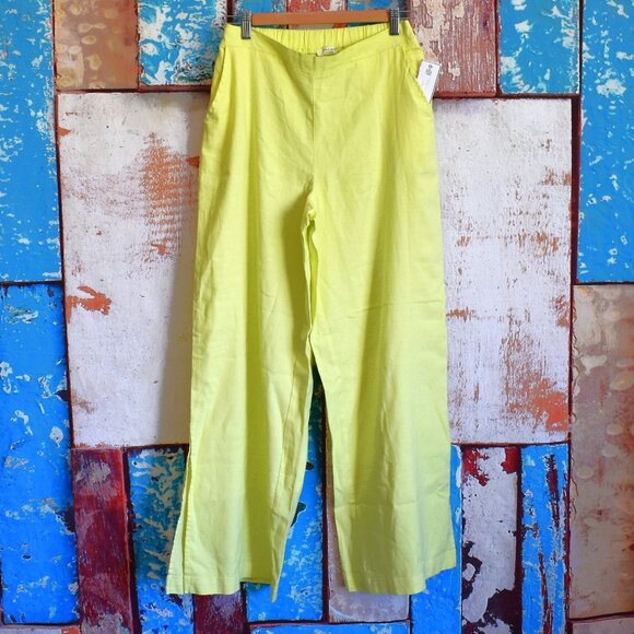 Women's Cable & Gauge Studio Wide Leg Linen Pants Side Slits SMALL Charlock - Picture 1 of 9